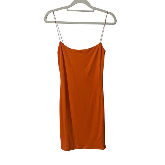 Naked Wardrobe Women’s Mini Dress Small Orange Bodycon Stretchy Going Out NWT - Picture 1 of 8